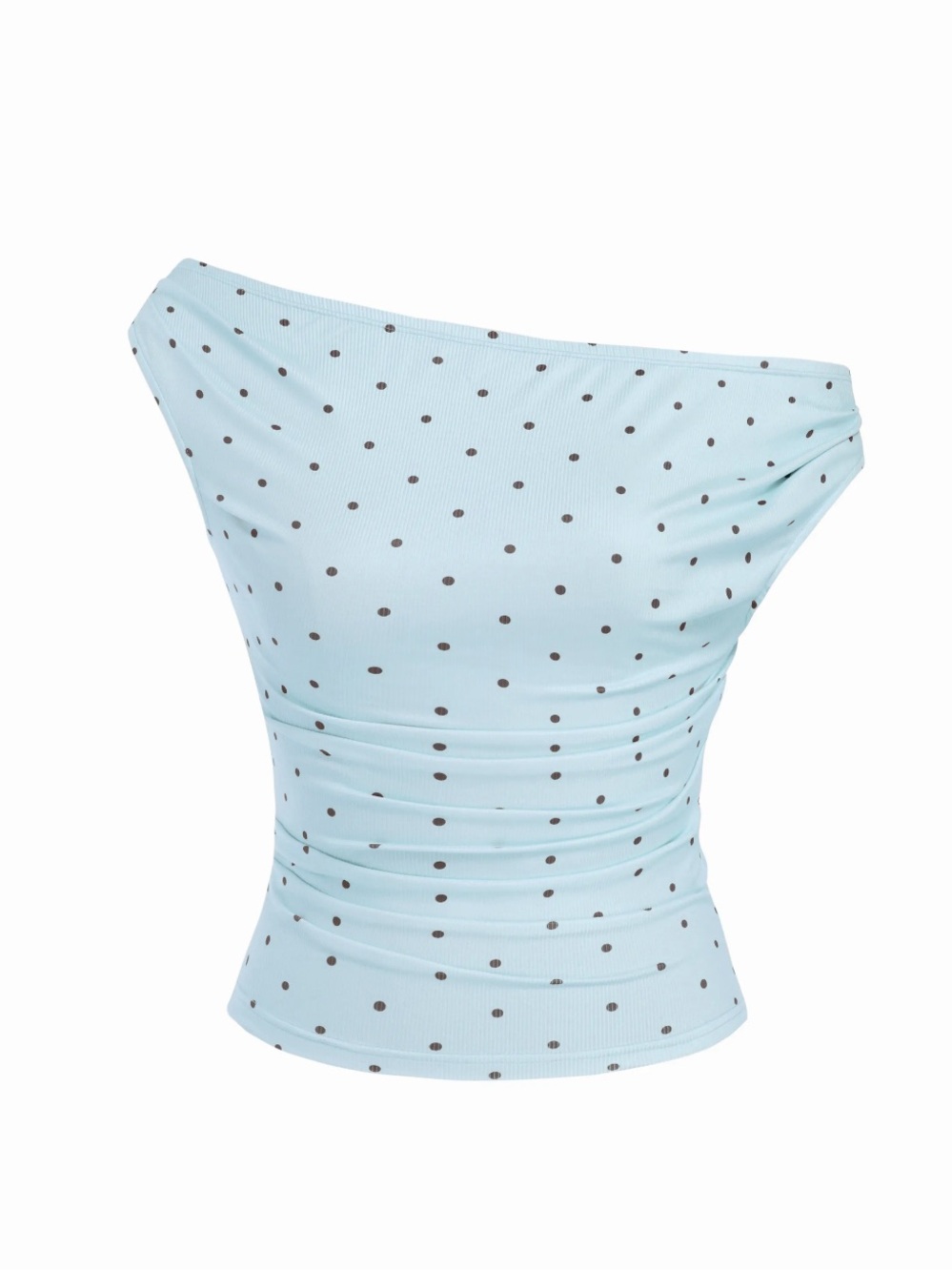 Cider Light Blue One-Shoulder Polka Dot Top NWT